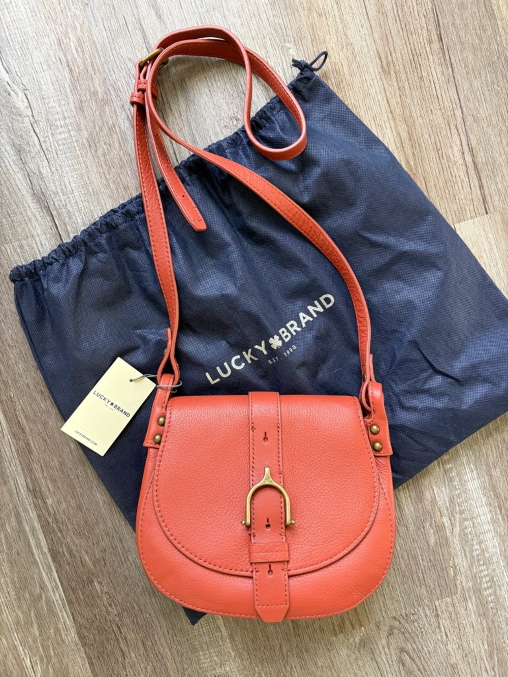 Lucky Brand Coral Saddle Crossbody with Brass Buckle